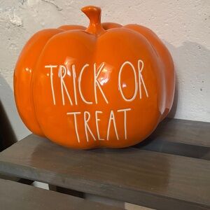 Rae Dunn Orange Trick or Treat Decor Pumpkin